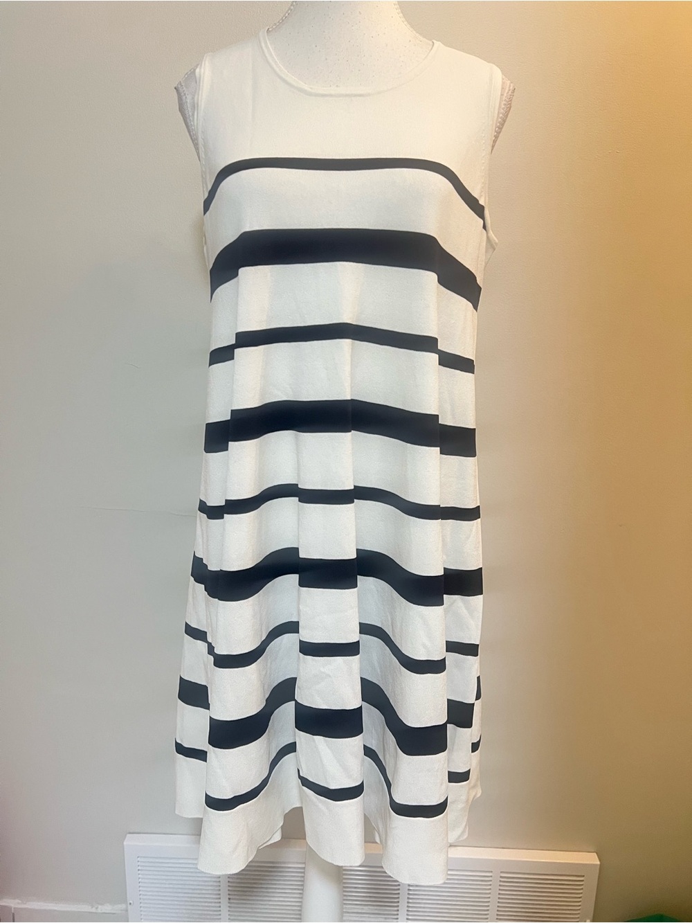 COS Black & White Striped Sleeveless Knit Dress | Size M | Minimalist